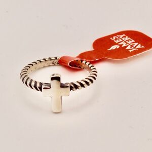 NEW Retired James Avery Ring Twisted Wire Cross Ring 8 Sterling Silver Stackable